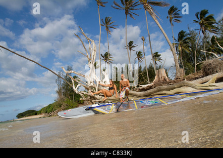 Windsurfing in Maui USA Stock Photo