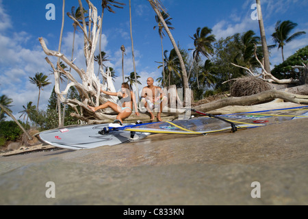 Windsurfing in Maui USA Stock Photo