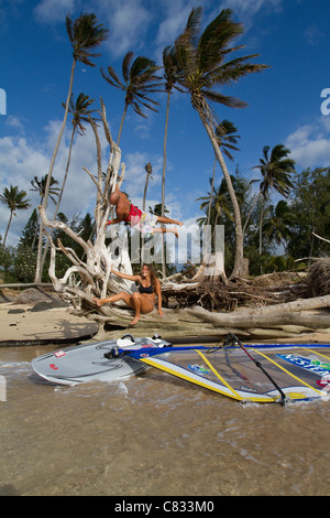 Windsurfing in Maui USA Stock Photo