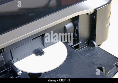 printing on the disc in the printer Stock Photo