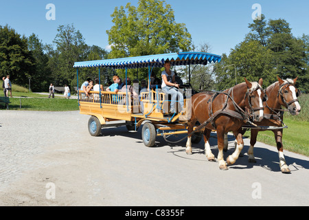 Horse carriage on the Herreninsel, Chiemgau Upper Bavaria Germany Stock Photo
