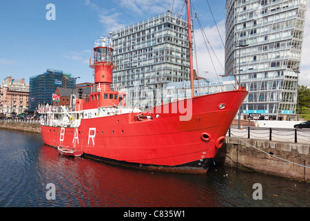 Former Mersey Bar lightship Planet moored in Canning Dock, Liverpool Stock Photo