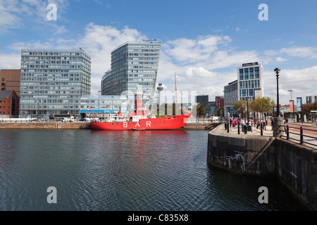 Former Mersey Bar lightship Planet moored in Canning Dock, Liverpool Stock Photo