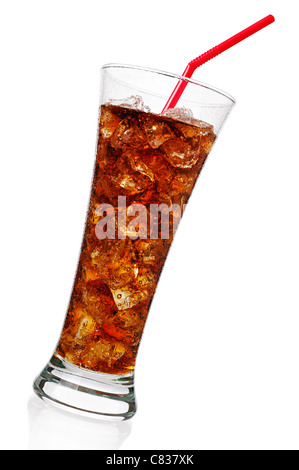 Glass of Coke with Ice, Cut Out. Stock Photo