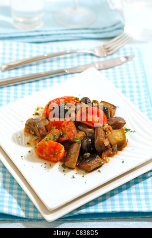 Sicilian caponata. Recipe available. Stock Photo