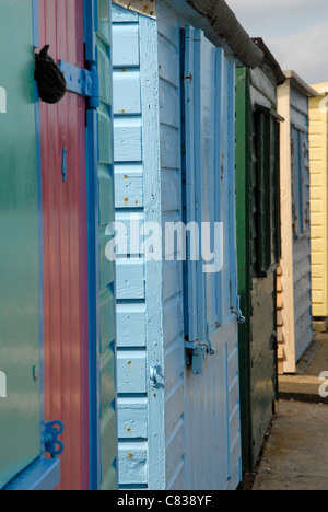 Traditional coloured beach huts. Bembridge, Isle of Wight UK Stock Photo