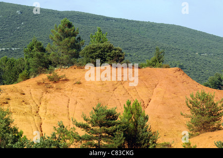 Former ochre quarry near Rustrel town so called French Colorado, Vaucluse department, Provence region in France Stock Photo
