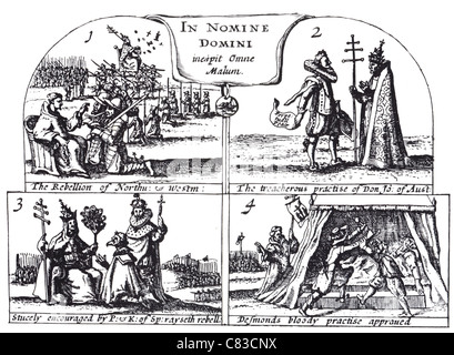 A THANKFUL REMEMBRANCE OF GOD'S MERCY published by George Carleton in 1624 showing Catholic plots against Elizabeth I Stock Photo