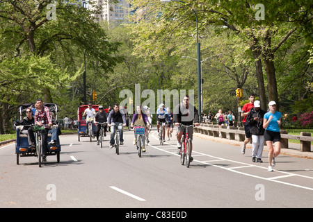 Recreational Activity, East Drive, Central Park, NYC Stock Photo