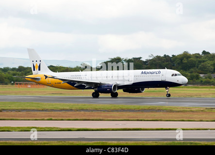 Monarch Airlines Airbus A321-231 Airliner G-OZBR Taking Off From Manchester International Airport England United Kingdom UK Stock Photo