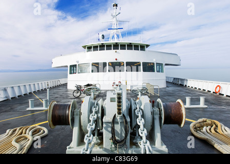 On-board image of The Coho ferry crossing Juan de Fuca Strait between Victoria, Canada and Port Angeles, USA Stock Photo