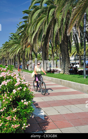 Cycle lane on Paseig de Jaime 1, Salou, Costa Daurada, Province of Tarragona, Catalonia, Spain Stock Photo