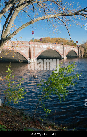 Anderson Memorial Bridge with Charles River, Cambridge, Boston Stock ...