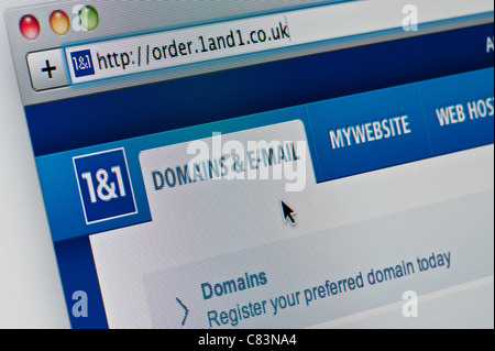 Close up of the 1&1 logo as seen on its website. (Editorial use only: ­print, TV, e-book and editorial website). Stock Photo