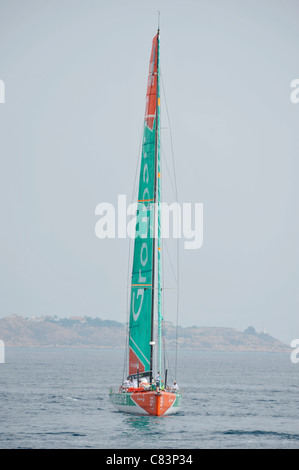 Team Groupama during trial leg of Volvo Ocean Race in Alicante Bay, Spain Stock Photo