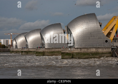 Thames Barrier annual test of flood defence gates Stock Photo
