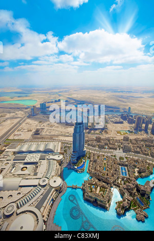 View over skyscrapers and roads in Dubai city Stock Photo
