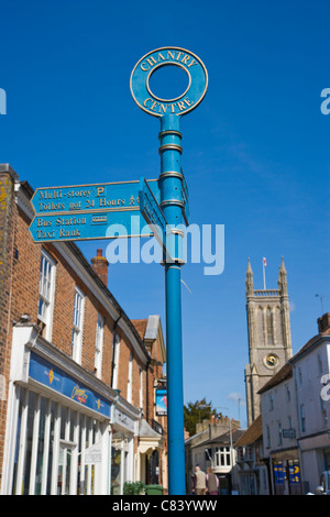 Tourist information signpost, High Street, Andover, Hampshire, England, UK Stock Photo