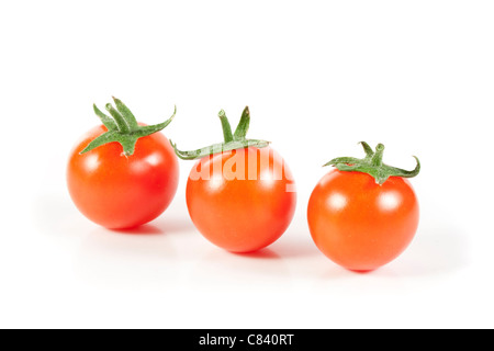 Organic Cherry Tomatoes Isolated on White Background Stock Photo
