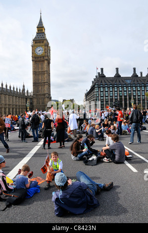 Block the NHS Bill protest Westminster Bridge London 8th October 2011 Stock Photo