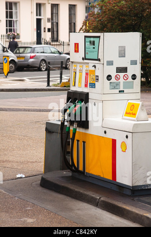 A view of a Shell petrol pump. Stock Photo