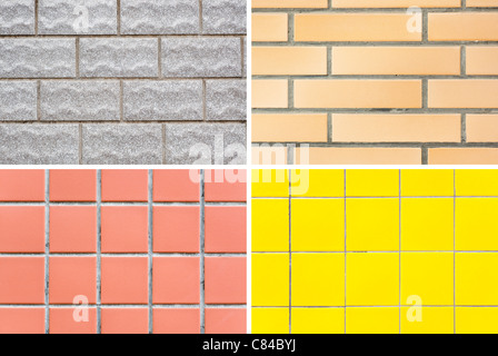 A close-up section of four tiles wall or floor. Stock Photo