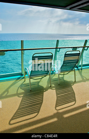 Deckchairs on a cruise liner. Stock Photo