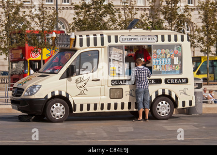 Mobile ice cream van at Liverpool pierhead. Stock Photo