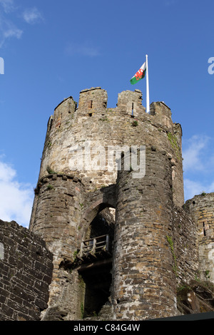 Medieval  ruins of Views of Conway/Conwy Castle in North Wales UK Stock Photo