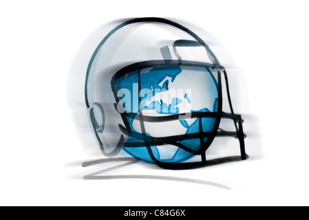 Globe in football helmet Stock Photo