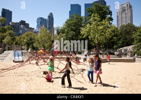 Children Playing, Heckscher Playground, Central Park, NYC Stock Photo