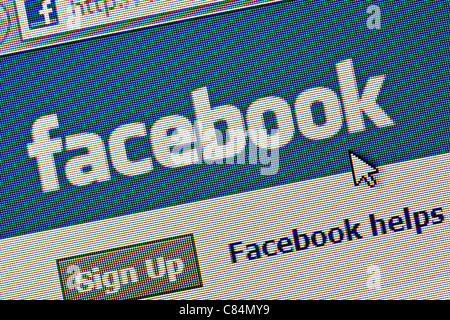 Facebook logo and website close up Stock Photo
