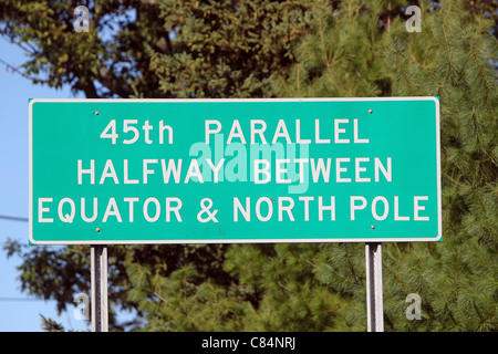 HALFWAY BETWEEN THE EQUATOR AND THE NORTH POLE SIGN. Stock Photo