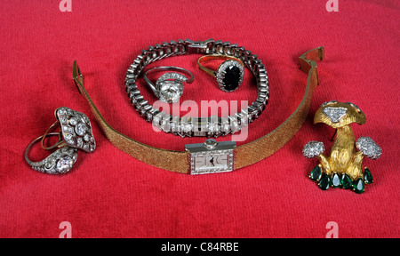 Collection of Diamond, gold and platinum jewellery, England, UK, Great Britain, Western Europe. Stock Photo
