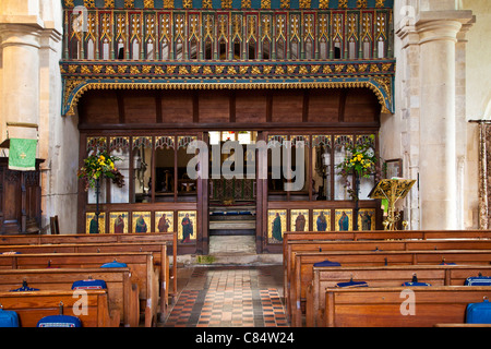 The magnificent rood loft and screen in St. James' Church in Avebury in Wiltshire, England, UK Stock Photo