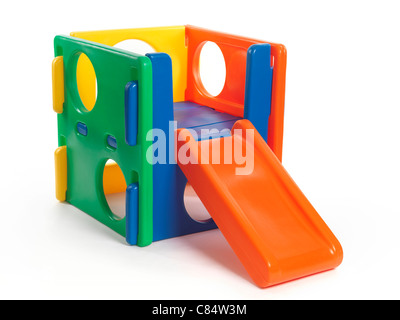 Kid climber toy with a slide isolated on white background Stock Photo