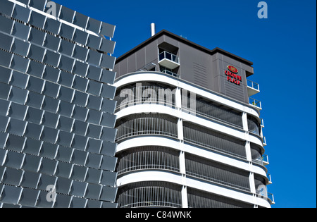 The Crowne Plaza Hotel and Modern Multi-storey Car Park off Rundle and Pulteney Streets Adelaide South Australia Stock Photo