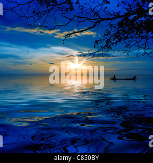 Sunset at White Sandy beach, Koh Chang, Thailand Stock Photo