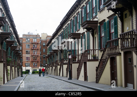 Row houses on Sylvan Terrace dating to 1882 are part of the Jumel Terrace Historic District in New York Stock Photo