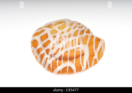 Cheese Danish Pastry with icing on white background cutout Stock Photo