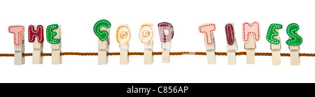 English alphabet wooden clip on the rope Stock Photo