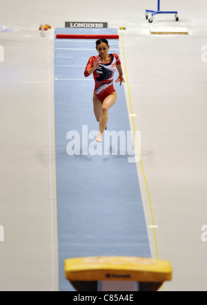 Rie Tanaka (JPN) performs during the 2011 World Artistic Gymnastics Championships in Tokyo, Japan. Stock Photo