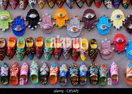 Souvenir Fridge Magnets for sale, Marrakech, Morocco Stock Photo