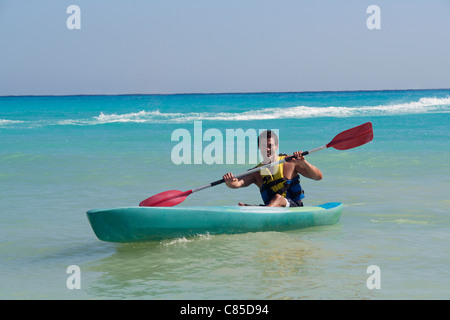 Man Kayaking, Reef Playacar Resort and Spa, Playa del Carmen, Mexico