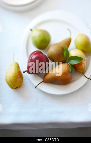 Pears on Plate Stock Photo