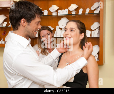 Couple in Jewelry Store, Reef Playacar Resort and Spa, Playa del Carmen, Mexico Stock Photo