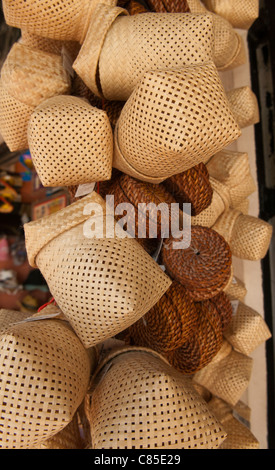 rattan handicrafts at an Iban longhouse in Sarawak, Borneo, Malaysia Stock Photo