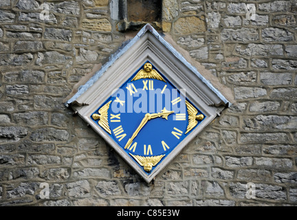 Diamond shaped clock on West tower, Holy Trinity, Kendal Parish Church. Kirkland, Kendal, Cumbria, England, United Kingdom. Stock Photo