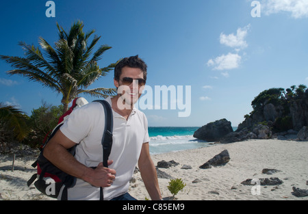 Portrait of Man, Reef Playacar Resort and Spa Hotel, Playa del Carmen, Quintana Roo, Yucatan Peninsula, Mexico Stock Photo