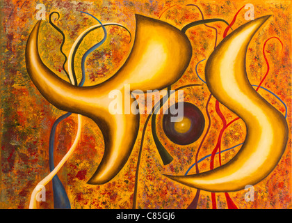 Lifeforms Abstract Acrylic Painting Stock Photo